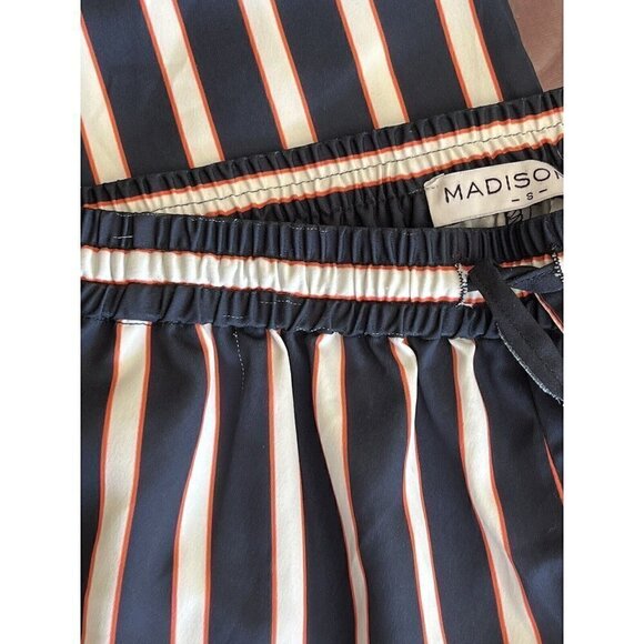Madisonne Womens Blue Striped Drawstring Wide leg Pants Size S - Picture 3 of 14